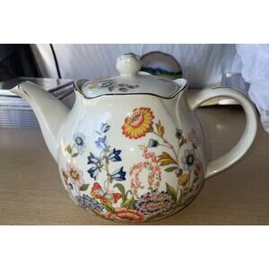 Vintage Floral‎ Robinson Design Group teapot with gold trim 1989 made in Japan